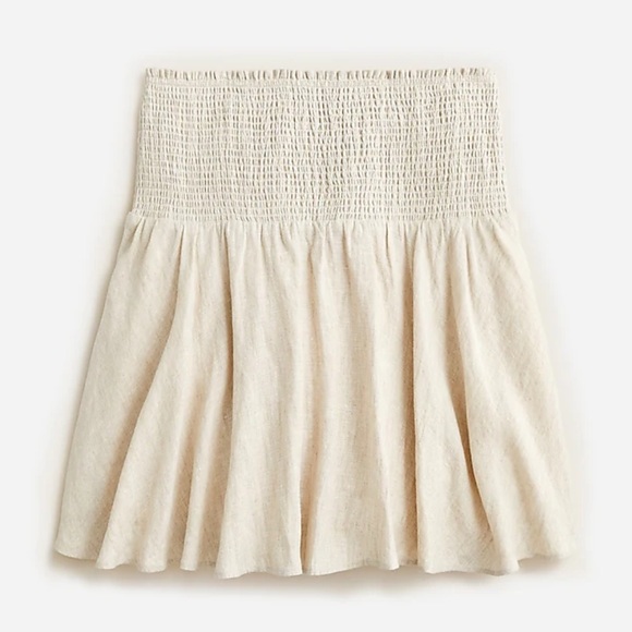 NWT J. Crew Smocked Waist Linen Mini Skirt - Picture 3 of 12